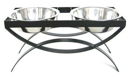 SeeSaw Double Elevated Dog Bowl Raised Heavy-Duty Dishwasher Safe (Option: Medium/Black)