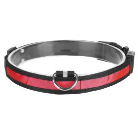 LED Dog Collar High Visibility Light Flashing Steady Safe Night Walking Puppy Safety Secure (Option: M_Red)