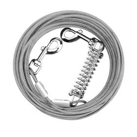 Heavy Duty Dog Tie Out Cable 360 Anti Tangle Chew Proof Waterproof Rust Resistant Buffer Spring Safe Traveling Puppy (Option: Grey_9M)