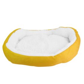 High Grade Plush Dog Bed Fluffy Cotton Filling Odorless No Static Non Slip Bottom Moisture Protect Puppy (Option: Yellow)
