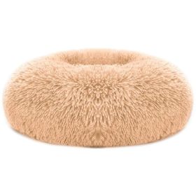 Unbranded — Soft Fleece Dog Donut Bed Warm Cozy Nest Sofa Cushion Plush Puppy L Size Plush Supportive (Option: Brown-L)