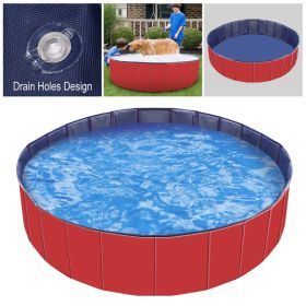 ITOPFOX — Foldable Dog Swimming Pool Portable Bathing Tub Heavy-Duty PVC Slip-Resistant Bottom Outdoor Pet Pool for Summer Cooling Play (Option: Red)