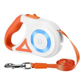 Retractable Dog Leash 16ft Spotlight RGB Light Safety Lock Non-Slip Durable Night Walking Puppy (Option: Orange)