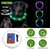 USB Rechargeable LED Dog Collar Light-Up Polymer Fiber Safety 3 Flash Modes CCS
