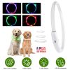USB Rechargeable LED Dog Collar Light-Up Polymer Fiber Safety 3 Flash Modes CCS