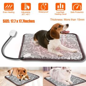 Pet Heating Pad Waterproof Electric Heated Mat with Adjustable Temperature and Chew Resistant Cord Safe Indoor Warmth (Color: Grey)