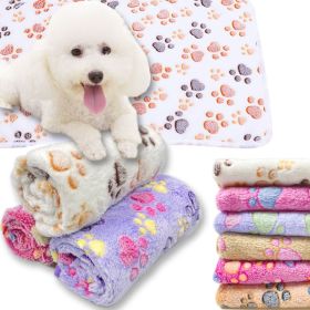 Soft Fluffy Cartoon Pattern Dog Blanket High Quality Warm Comfortable Pet Mat Lightweight Cozy Bed Couch Travel Pet Supply for Dogs Cats (Color: Beige point, size: middle puppie76X52cm)