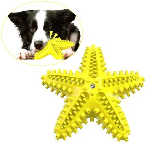 Dog Chew Toys TPR Starfish-Shaped Interactive Treats Squeaky Clean Teeth Puzzle Training (Color: yellow)