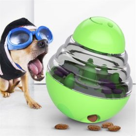 Holapet Interactive Dog Treat Dispenser Toy Tumbler Food Feeder Ball Slow Eating Training Puzzle Durable ABS Wobble Enrichment Play (Color: Green)