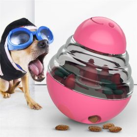 Holapet Interactive Dog Treat Dispenser Toy Tumbler Food Feeder Ball Slow Eating Training Puzzle Durable ABS Wobble Enrichment Play (Color: Pink)