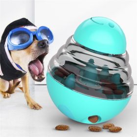 Holapet Interactive Dog Treat Dispenser Toy Tumbler Food Feeder Ball Slow Eating Training Puzzle Durable ABS Wobble Enrichment Play (Color: Blue)