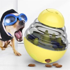 Holapet Interactive Dog Treat Dispenser Toy Tumbler Food Feeder Ball Slow Eating Training Puzzle Durable ABS Wobble Enrichment Play (Color: yellow)