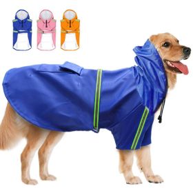 Waterproof Dog Raincoat Lightweight Jacket Reflective Hood (Color: Blue)