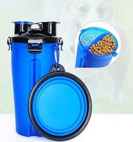 Food Water Cups Feeding Dogs Portable Silicone Collapsible Bowl (Color: Blue)