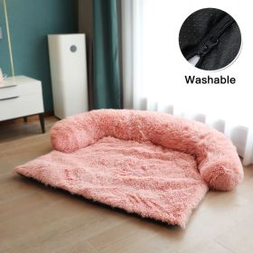 Plush Indoor Pet Sofa Cushion Washable Warm Bed Small Medium Pets Cozy Cotton Soft Relaxing (Color: Pink, size: L)