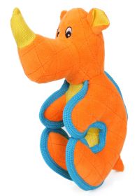 Pet Life Cartoon Funimal Quilted Plush Animal Squeak Tug Toy Eco Recycled Fill Durable (Color: Orange)
