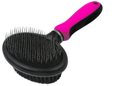 Pet Life 2-in-1 Dual-Sided Slicker Bristle Grooming Dog Brush (Color: Pink)