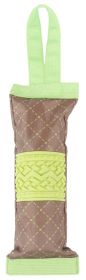 Pet Life Quash Water Bottle Inserting Oxford Nylon Molded Rubber Center Crackling Tug Toy (Color: Green)