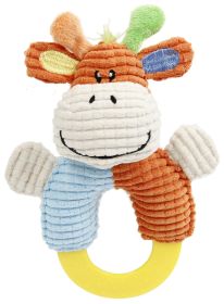 Pet Life 'Ring-O-Round' Plush Squeaky Rubber Teething Newborn Puppy Dog Toy (Color: Blue / Orange)