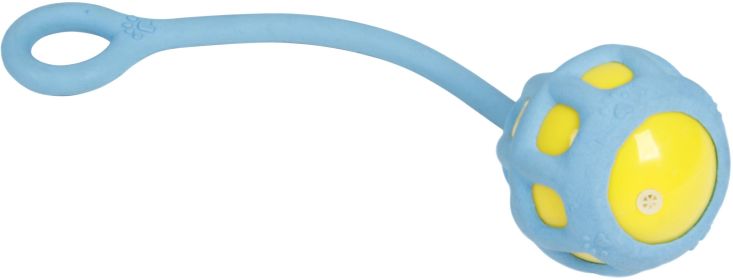 Pet Life Tug-O-Warp Encapsulated Squeaking TPR Ball Water Fillable Weighted Tug Handle (Color: Blue)