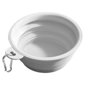 Macaron Color Portable Foldable Travel Bowl Dogs Lightweight Space-Saving Feeding Drinking Outdoor (Color: Gray)