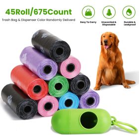 45 Rolls 675 Count Dog Waste Bags Disposable Poop Dispenser Leakproof Unscented (Color: AS PIC)