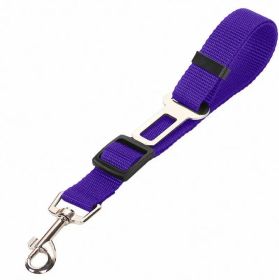 Adjustable Dog Vehicle Safety Belt Heavy-Duty Nylon Car Seat Restriction Strap Secure Backseat Buckle Outdoor Travel Guard Latch CCS (Option: Purple)