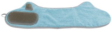 Pet Life Bryer 2-in-1 Hand-Inserted Microfiber Grooming Towel Brush Chenille Absorbent Rubber Bristles