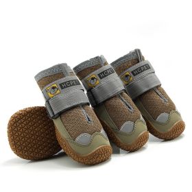 Pet Life Reflective Adjustable Rugged Outdoor Dog Shoes Anti Slip Rubber Soles (Color: Brown, Size: S)