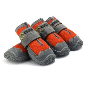 Pet Life Reflective Adjustable Rugged Outdoor Dog Shoes Anti Slip Rubber Soles (Color: Orange, Size: S)