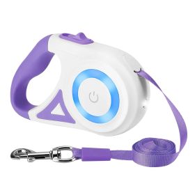 Retractable Dog Leash 16ft Spotlight RGB Light Safety Lock Non-Slip Durable Night Walking Puppy (Option: Purple)