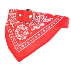 Adjustable Leather Dog Collar Bandana Scarf Combination Breathable Canvas Fabric Comfortable Fit Grows With Pet Stylish Accessory (Option: Red_L)