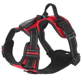 LED Dog Harness Vest Durable Mesh Reflective High Visibility Adjustable Safety Night Walking Puppy (Option: Red_L)