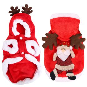 Meigu Pet Christmas Costume Antlers Santa Pattern Classic Color Matching Soft Skin-Friendly Festive Holiday Comfortable Puppy (Option: Red_M)