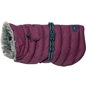 Pet Life Dog Coat Alpine Extreme Weather Puffer Jacket Fleece Warm (Color: Burgundy, Size: X-Large)