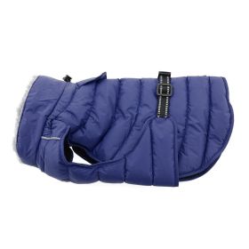 Pet Life Dog Coat Alpine Extreme Weather Puffer Jacket Fleece Warm (Color: Navy Blue, Size: medium)