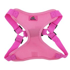 Wrap and Snap Harness Sunset Hibiscus Adjustable Soft Mesh Easy Wear Choke Free Secure Fit Doggie Design (Color: Candy Pink, Size: X-Small)
