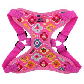 Wrap and Snap Harness Sunset Hibiscus Adjustable Soft Mesh Easy Wear Choke Free Secure Fit Doggie Design (Color: Maui Pink, Size: X-Small)