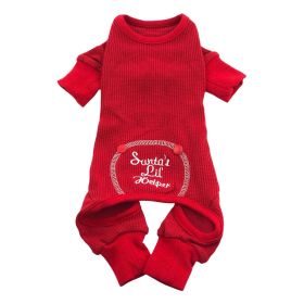 Doggie Design Santas Lil Helper Holiday Pajamas Cotton Stretch Embroidered Christmas Outfit Open Tail Easy Fit Small Medium Breeds (Color: Santa's Lil' Helper, Size: small)