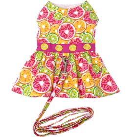 Doggie Design Citrus Slice Summer Apparel Bright Printed Cotton Dog Dress Leash Set Lightweight Comfortable Fit Sizes XS–XL (Size: X-Small)