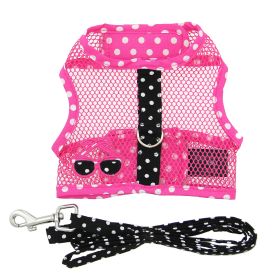 Under the Sea Cool Mesh Adjustable Safety Harness Small Medium Breeds Lightweight Breathable Summer Design (Color: Sunglasses Pink and Black Polka Dot, Size: X-Small)