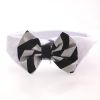 Adjustable Hook and Loop Interchangeable Bow Tie Collar Set Red Satin Holiday Patriotic Black Silver Stripe Bows All Occasion Wear