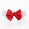 Adjustable Hook and Loop Interchangeable Bow Tie Collar Set Red Satin Holiday Patriotic Black Silver Stripe Bows All Occasion Wear
