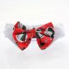 Adjustable Hook and Loop Interchangeable Bow Tie Collar Set Red Satin Holiday Patriotic Black Silver Stripe Bows All Occasion Wear