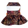 Fall Leaves Harness Dress Stylish Autumn Patterned Leash Set Cotton Blend Dog Apparel Doggie Design