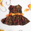 Fall Leaves Harness Dress Stylish Autumn Patterned Leash Set Cotton Blend Dog Apparel Doggie Design