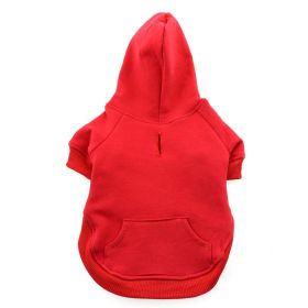 Gray Flex Fit Dog Hoodie Stretch Cotton Spandex Pullover Warm Thick Sweatshirt Kangaroo Pocket Leash Hole Winter Apparel Small Large Breeds (Color: Red, Size: small)