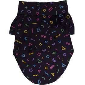 Doggie Design Hawaiian Camp Shirt 100 Percent Cotton Tropical Print Button Up Lightweight Summer Apparel Leash Hole Multiple Sizes Styles (Color: Geometric Retro, Size: XX-Small)