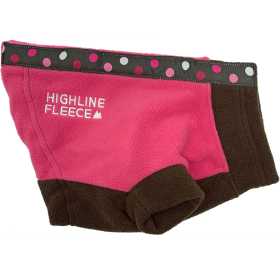 Doggie Design Highline Fleece Step In Dog Coat Adjustable Touch Fastener Closure Warm Pullover Lightweight Winter Multiple Colors Sizes Comfortable (Color: Pink and Brown with Polka Dots, Size: Size 12)