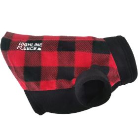 Doggie Design Highline Fleece Step In Dog Coat Adjustable Touch Fastener Closure Warm Pullover Lightweight Winter Multiple Colors Sizes Comfortable (Color: Red and Black Plaid, Size: Size 12)